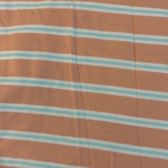 Orvis  Relaxed Perfect  Tee  classic Fit Striped Peach /Blue/White  Size XS - Picture 4 of 6